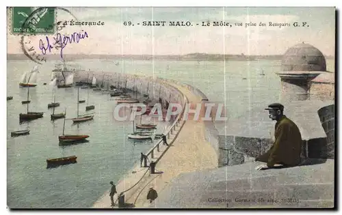 Ansichtskarte AK Saint Malo LE Mole vue prise des Remparts