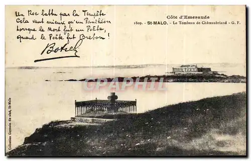 Cartes postales Cote d Emeraude St Malo Le Tombeau de Chateaubriand Botrel