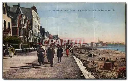 Cartes postales Saint Malo La grande Plage et la Digue