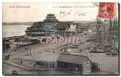 Cartes postales Cote d emeraude Saint Malo Les Quais le Casino Bateaux Voiliers