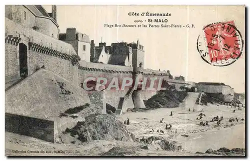 Cartes postales Cote D Emeraude St Malo Plage Ben Secours et les Portes Saint Pierre