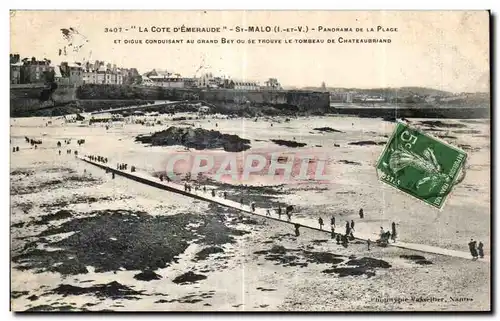 Ansichtskarte AK La Cote D Emeraude St Malo Panorama De La Plage et Conduisant Au Grand Bey Ou Se Trouve le Tombe