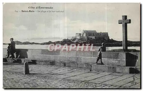 Ansichtskarte AK La Cote D Emeraude Saint Malo La Plage et le fort national