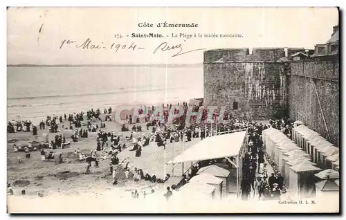 Cartes postales La Cote d Emeraude Saint Malo La Plage a la maree Montante