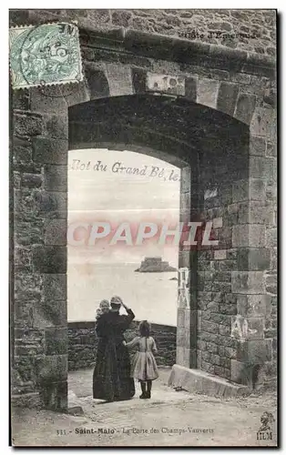 Ansichtskarte AK Saint Malo La Porte des Champs Vauverts Femme et enfants Folklore Costume