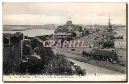 Cartes postales Saint Malo Le Casino et le Bassin vus des Remparts