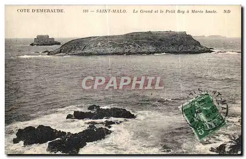 Cartes postales Cote D Emeraude Saint Malo Le Grand et le Petit Bey a Maree haute