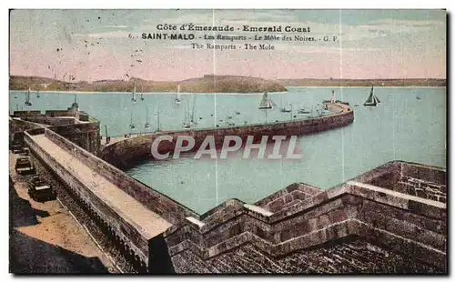 Cartes postales Cote d Emeraude Emerald Coast Saint Malo Les Remparts Le Mole des Noires The Ramperts The Mole