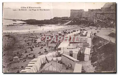 Ansichtskarte AK Cote d Emeraude St Malo La Plage de Bon Secours