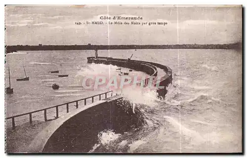 Cartes postales Cote d Emeraude St Malo La Mole des Noirs par gros temps