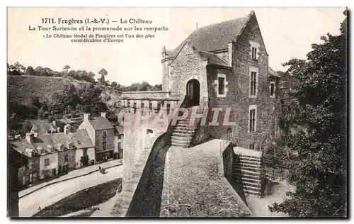 Ansichtskarte AK Fougeres Le Chateau Le Tour Surienne et la promenade sur les remparts considerables d Europe