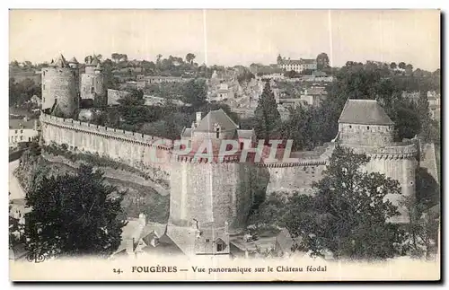 Cartes postales Fougeres Vue panoramique sur le Chateau feodal