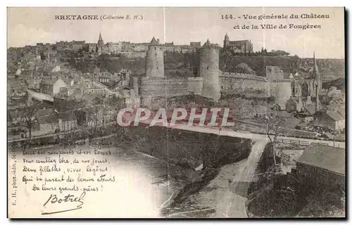 Cartes postales Bretagne Vue generale du Chateau et de la Ville de Fougeres