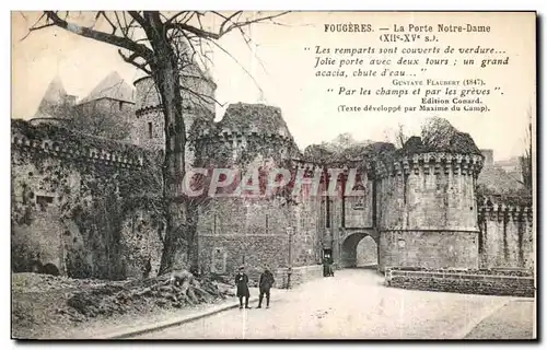 Cartes postales Fougeres La Porte Notre Dame Les remparts sont couverts de verdure Jolie