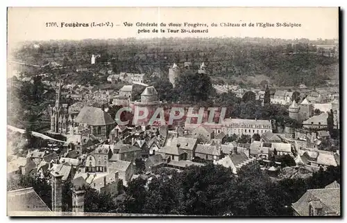 Cartes postales Fougeres Vue Generale du Vieux Fougeres du Chateau et de L Eglise St