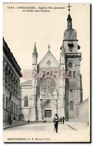 Cartes postales Fougeres Eglise St Leonard et Hotel des Postes