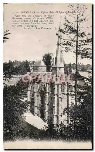 Cartes postales Fougeres Eglise Saint Sulpice Au pied du Chateau et entre plusiours masses