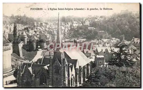 Cartes postales Fougeres L Eglise Saint Sulpice (classee) A gauche le Chateau