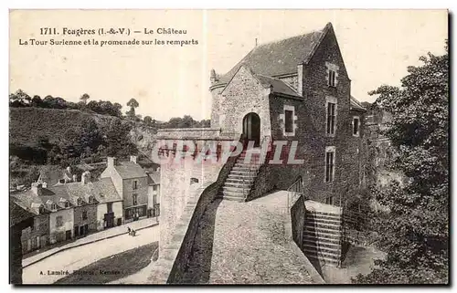 Cartes postales Fougeres Le Chateau La Tour Surienne et la promenade sur les remparts