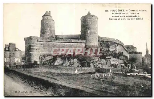 Ansichtskarte AK Fougeres Chateau feodal Flanout De Tours En Partie Bien Conservees Monument Hist Du XII Siecle