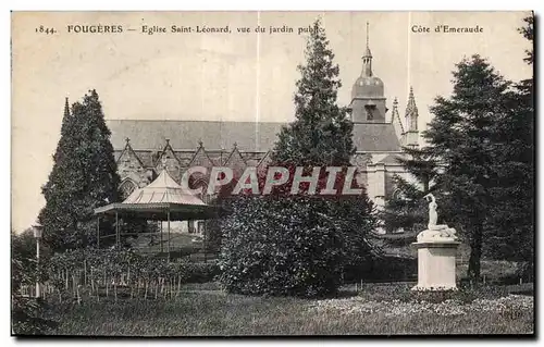 Cartes postales Fougeres Eglise Saint Leonard vue du jardin public Cote d Emeraude