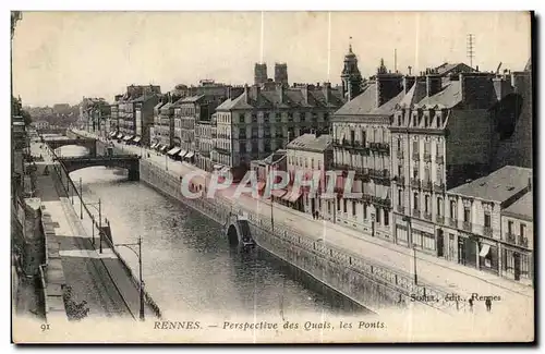 Cartes postales Rennes Perspective des Quais Les Ponts