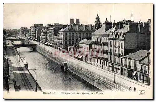 Cartes postales Rennes Perspective des Quais les Ponts