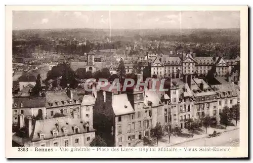Ansichtskarte AK Rennes Vue generale Place des Lices Hopital Militaire Vieux Saint Etienne