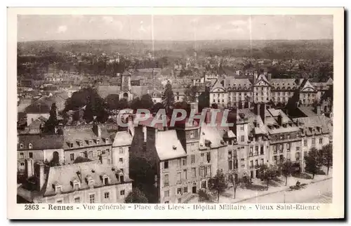 Cartes postales Rennes Vue generale Place des Lices Hopital Militaire Vieux Saint Etienne