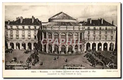 Ansichtskarte AK Rennes Le Theatre Incebdie en reconstruit en 1832