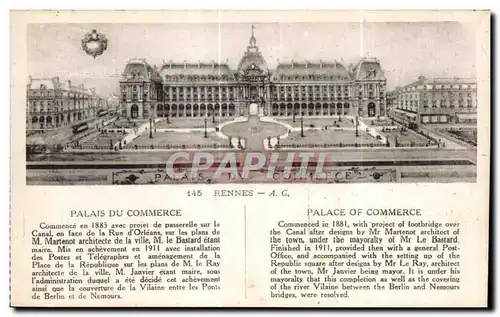 Ansichtskarte AK Rennes Palais du Commerce commerce en 1885 avec projet de