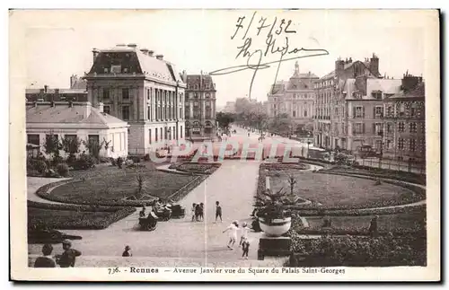 Cartes postales Rennes Avenue janvier vue du Aquare du Palais Saint Georges