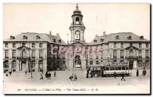 Ansichtskarte AK Rennes L Hotel de Ville The Town Hall Tramway