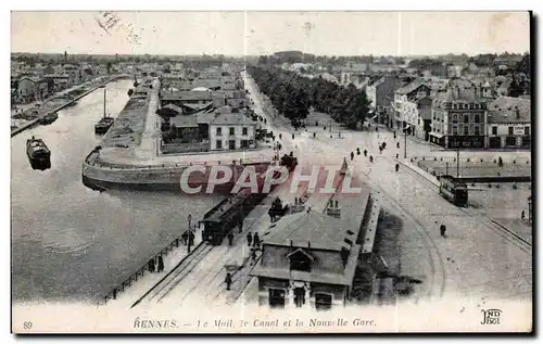 Cartes postales Rennes Le Mait Le Canal et la Nouvealle gare Train