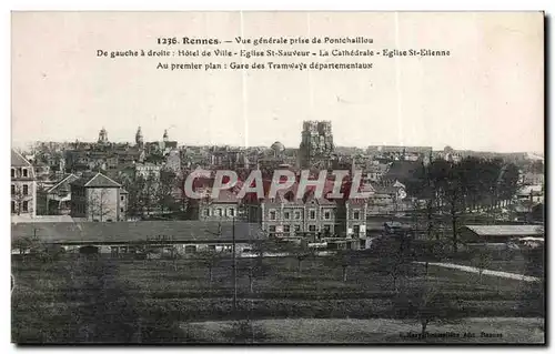 Ansichtskarte AK Rennes Vue generale prise de Pontchaillou Hotel de ville Cathedrale Eglise St Sauveur St Etienne