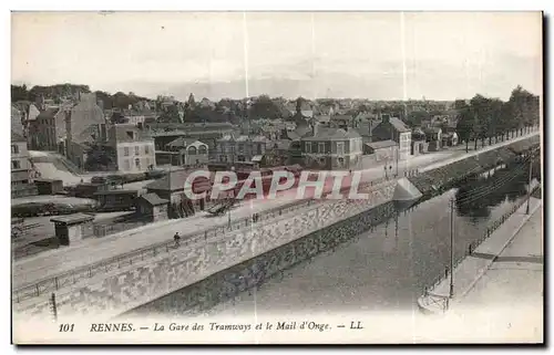 Ansichtskarte AK Rennes La Gare Tramways et la mail d Onge