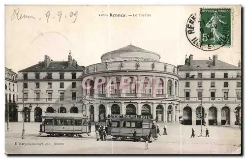 Cartes postales Rennes Le Theatre Tramways