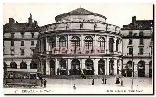 Ansichtskarte AK Rennes Le Theatre Tramway