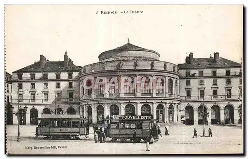 Ansichtskarte AK Rennes Le Theatre Tramway