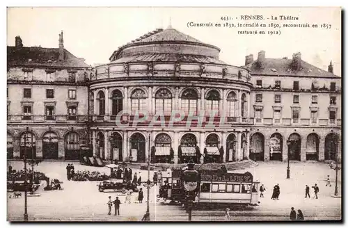 Cartes postales Rennes Le Theatre (Construite en incendie en reconstruite en 18500)