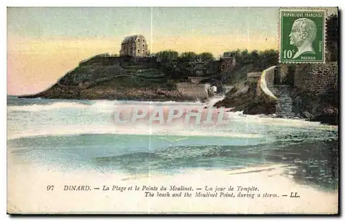 Cartes postales Dinard La Plage et la Pointe du Moulinet Un Jour de Tempete The beach and the Moulinet Point dur