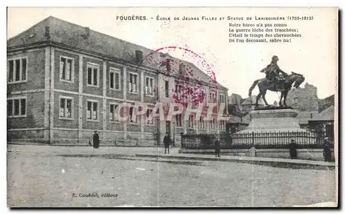 Cartes postales Fougeres Ecole de Jeunes Filles Et Statue de lariboisiere