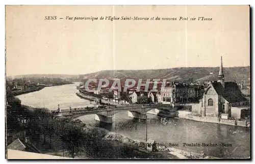 Ansichtskarte AK Sens Vue Panoramique de l Eglise Saint Maurice et du Nouveau Pont sur l Yonne