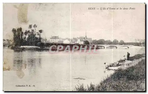 Cartes postales Sens L Ile d Yonne et les deux Ponts