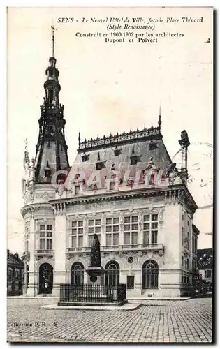 Cartes postales Sens Le Nouvel Hotel de Ville Facade Place Thinard (Style Renaissance)