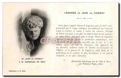 Cartes postales Jean du Cognot a la Cathedrale de Sens