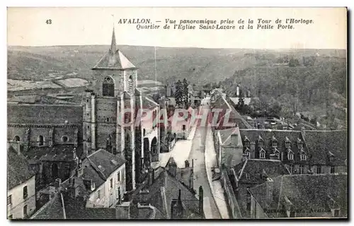 Cartes postales Avallon Vue Panoramique prise de la Tour de l Horloge Quartier de l Eglise Saint Lazare et la Pe