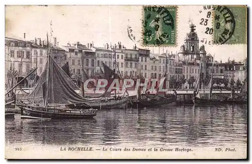 Cartes postales La Rochelle Le Cours des Dames et la Grosse Horloge Bateaux