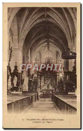 Cartes postales Villeneuvel Archeveque L Interieur de I Eglise