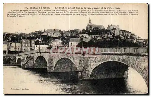 Cartes postales Joigny Le Pont en amont prise de la rive gauche et la Ville Haute